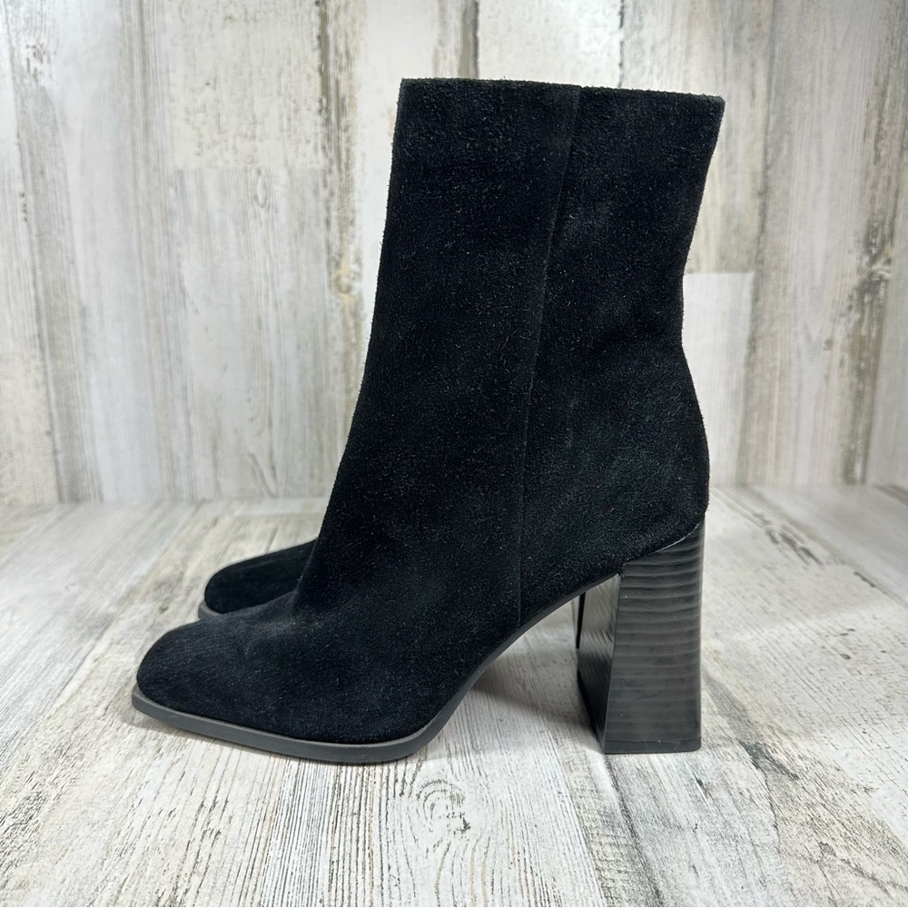 Sam Edelman Black Suede Block Heel Ankle Boots